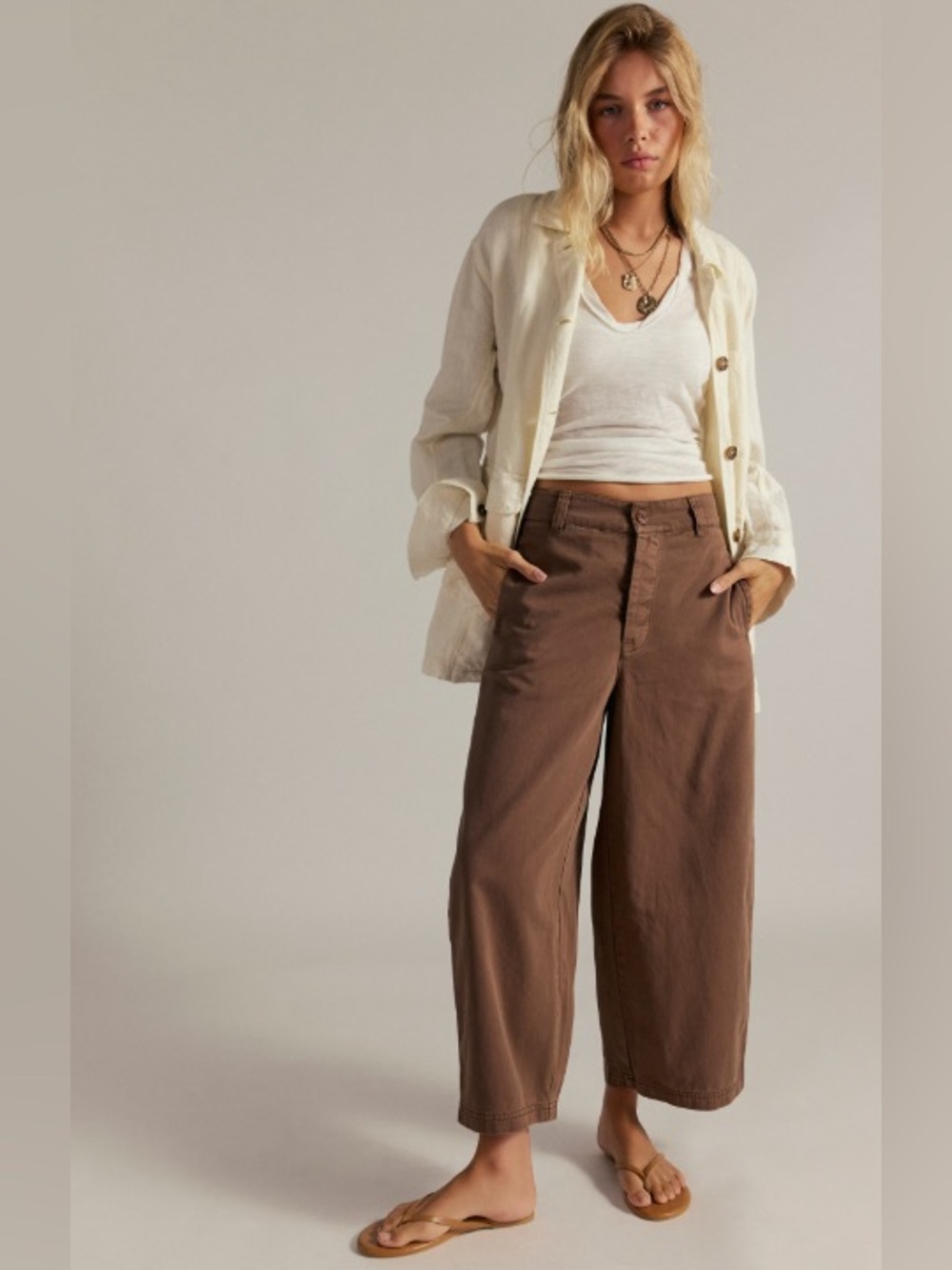 NWT FREE PEOPLE WE THE FREE Lay Down Chino Trousers | Brownie MSRP $98 Size 4
